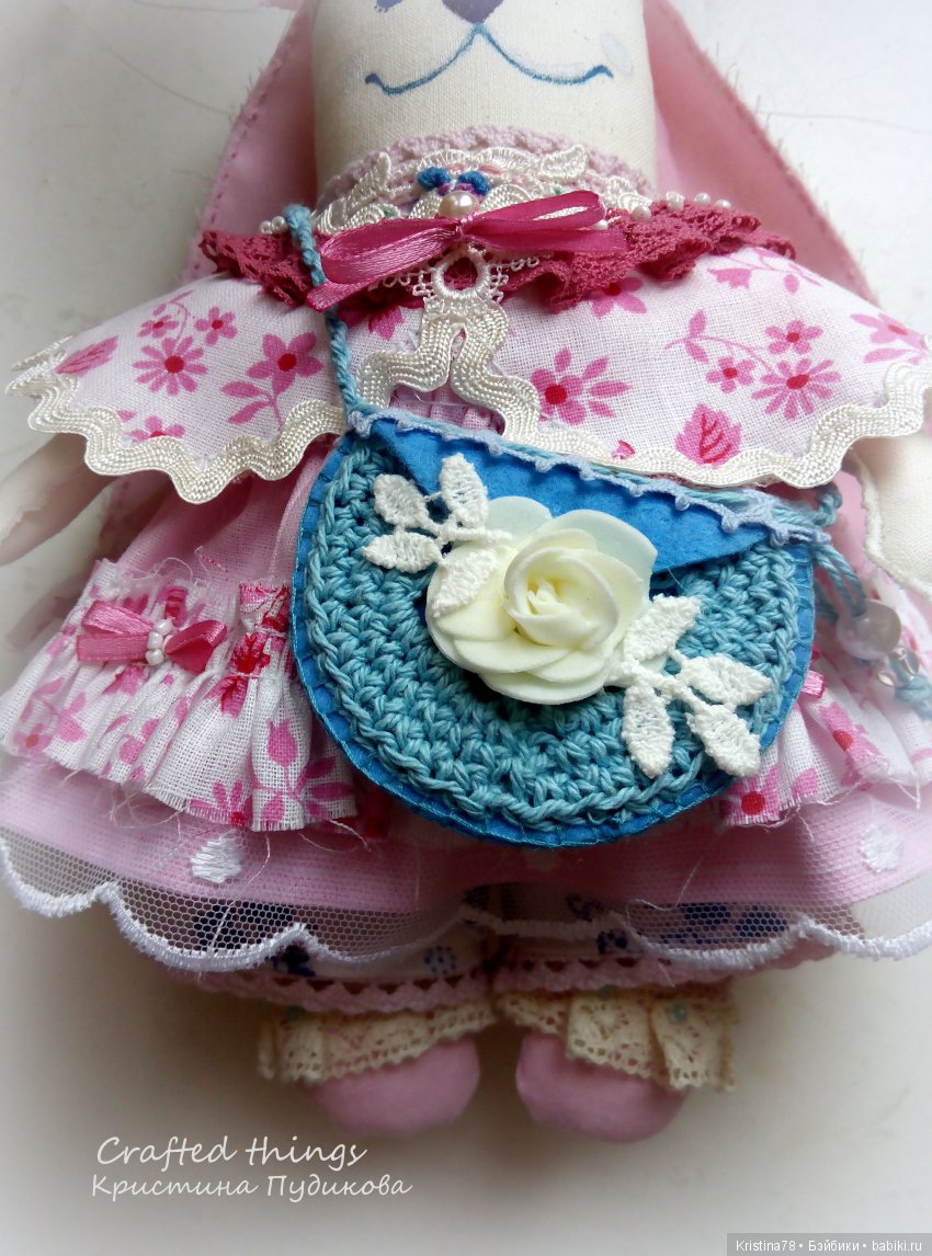 Зайка в розовом — Текстильные игрушки и примитивы: кофейные (фото 2)