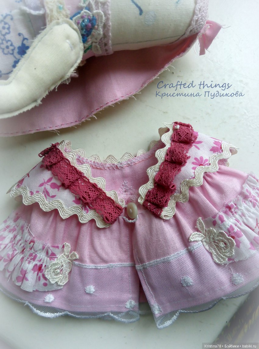 Зайка в розовом — Текстильные игрушки и примитивы: кофейные (фото 6)