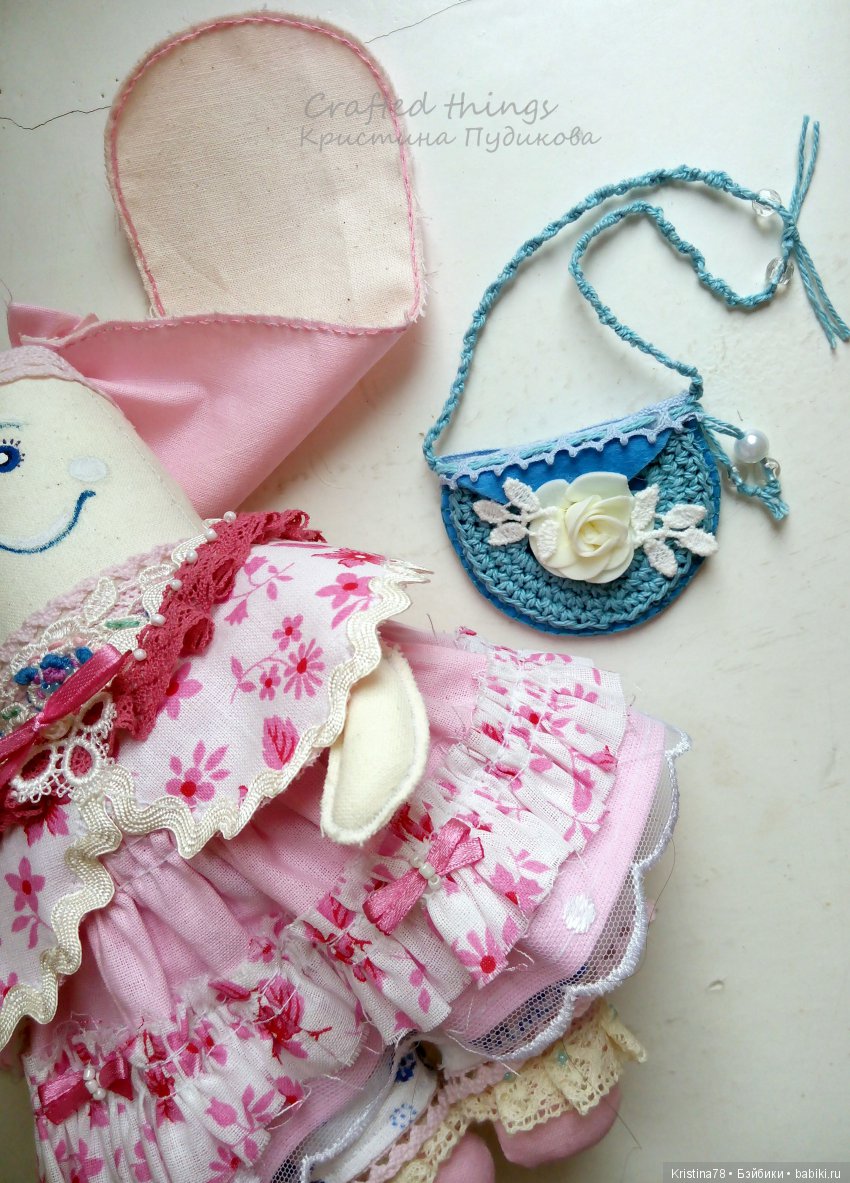 Зайка в розовом — Текстильные игрушки и примитивы: кофейные (фото 4)
