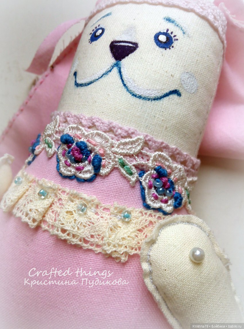 Зайка в розовом — Текстильные игрушки и примитивы: кофейные (фото 9)