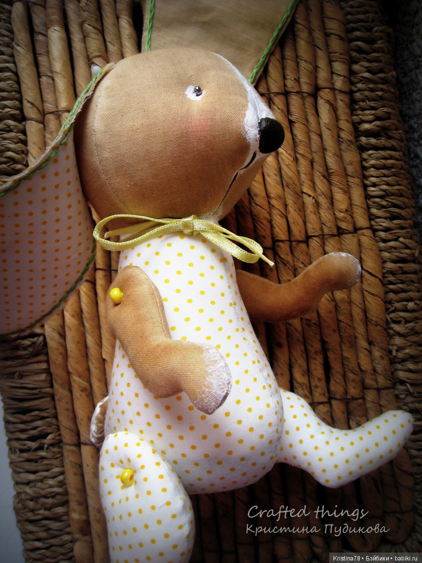 Зайка в горошек — Текстильные игрушки и примитивы: кофейные (фото 3)