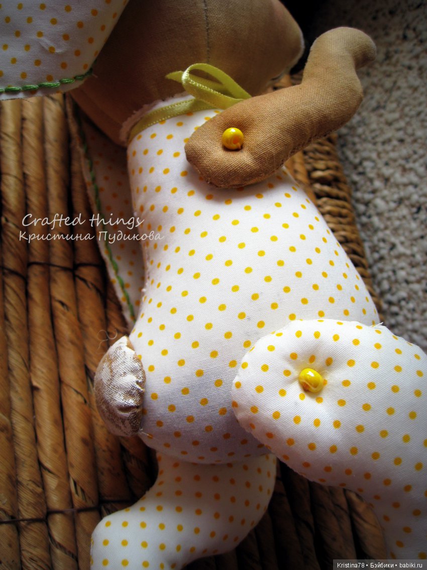 Зайка в горошек — Текстильные игрушки и примитивы: кофейные (фото 2)