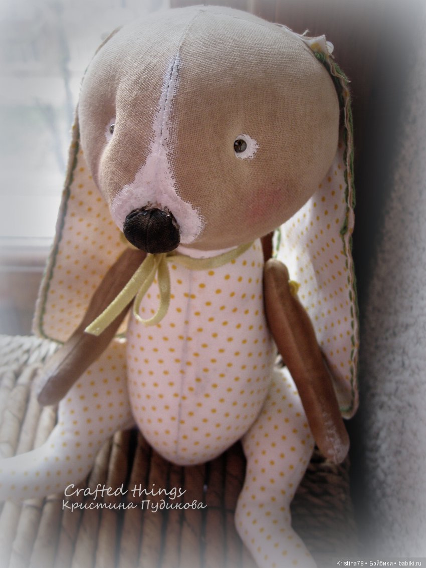 Зайка в горошек — Текстильные игрушки и примитивы: кофейные (фото 4)