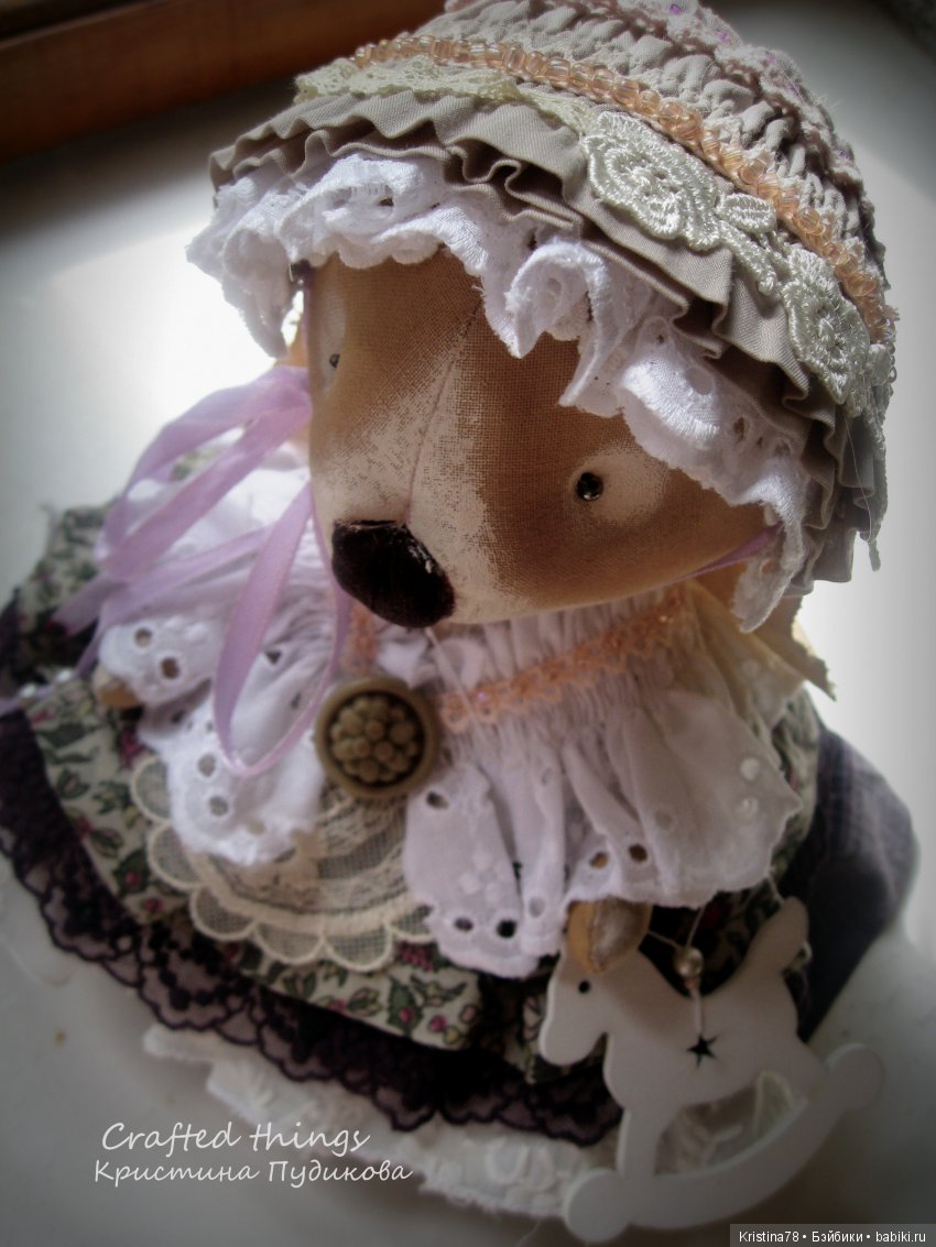 Зайка в винтажном стиле — Текстильные игрушки и примитивы: кофейные (фото 9)