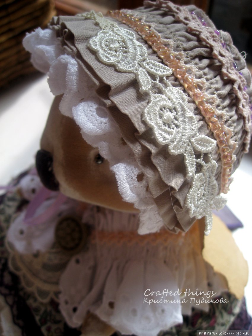 Зайка в винтажном стиле — Текстильные игрушки и примитивы: кофейные (фото 8)