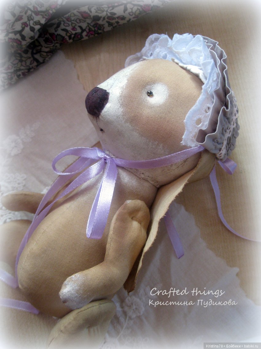 Зайка в винтажном стиле — Текстильные игрушки и примитивы: кофейные (фото 2)