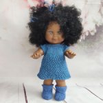 Lamagik кукла Бетти мулатка в голубом платье, синие глаза, 26 см