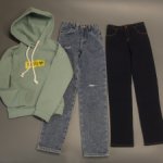 Лот из джинсов и худи на 75-78