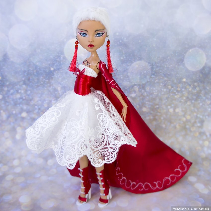 Красно-белая Клео — ООАК Monster High и Ever After High: репейнт (фото 8)