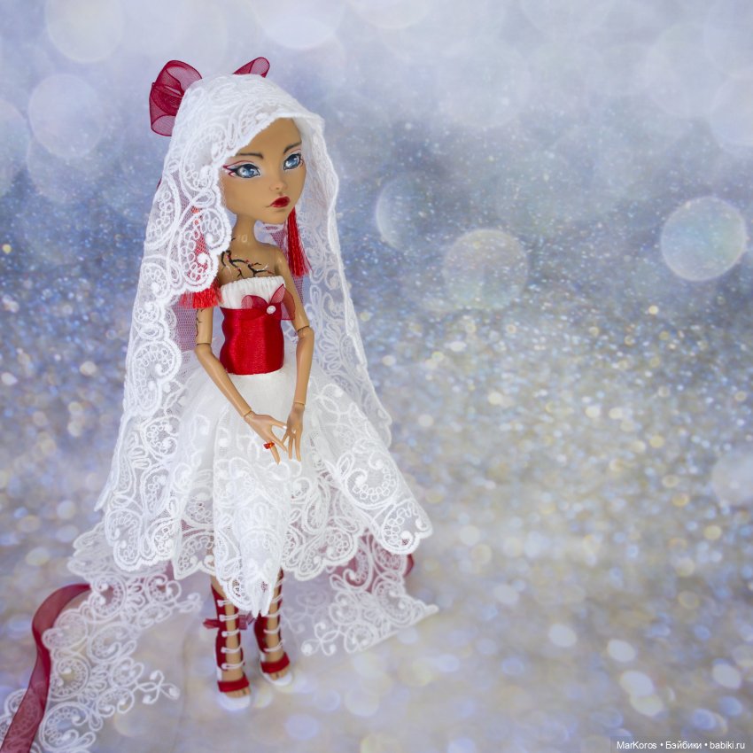 Красно-белая Клео — ООАК Monster High и Ever After High: репейнт (фото 9)