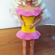 Вязаное платье на Барби 90х