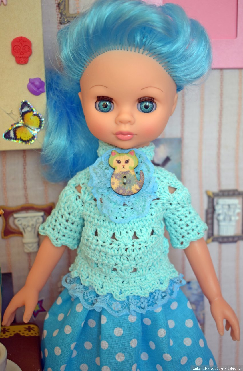 Мальвина, Hybrid-girl-doll, 42 cm, head-Мальвина-Весна, body-Paola-Reina, blue