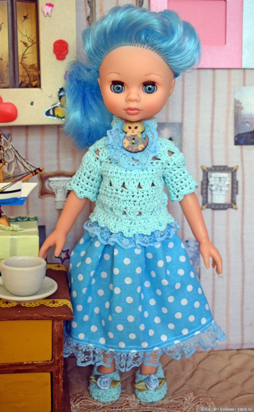 Мальвина, Hybrid-girl-doll, 42 cm, head-Мальвина-Весна, body-Paola-Reina, blue