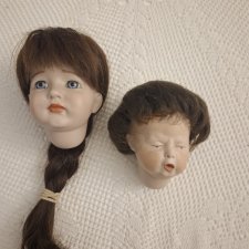 Реплики голов антикварных кукол из фарфора в паричках