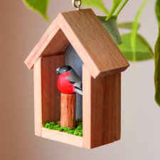 Деревянный снегирь в миниатюре