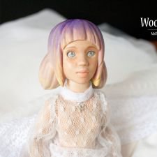 Деревянная интерьерная кукла Ария, с резными волосами