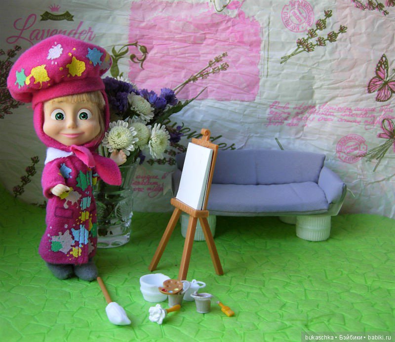 Машка-художница приехала — Куклы Маша и Медведь (Simba): Маша в кармашке (фото 3)