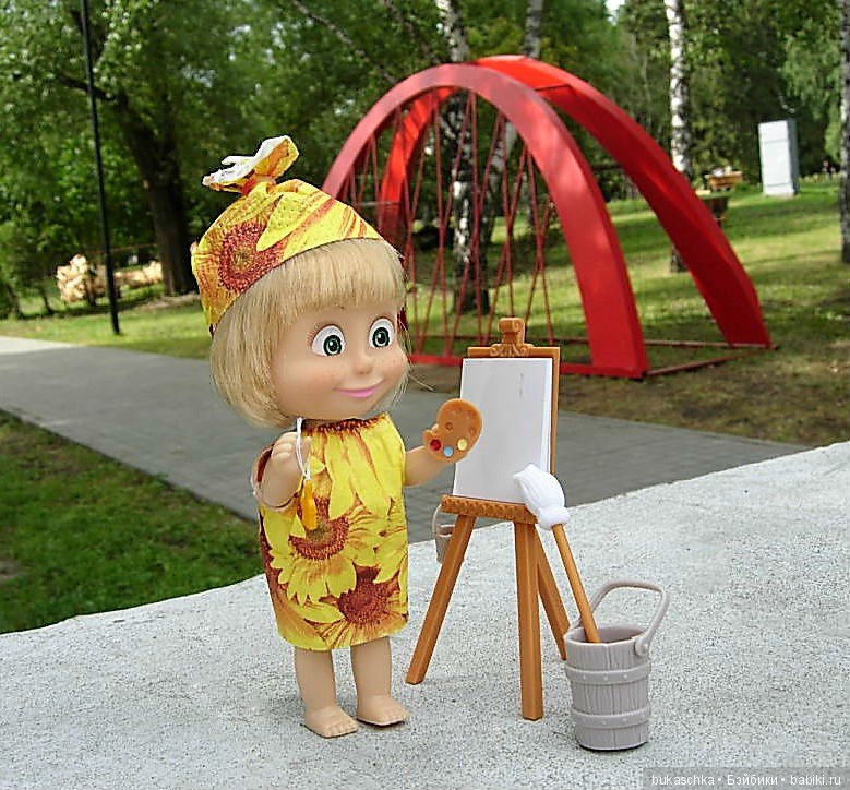 Машка-художница приехала — Куклы Маша и Медведь (Simba): Маша в кармашке