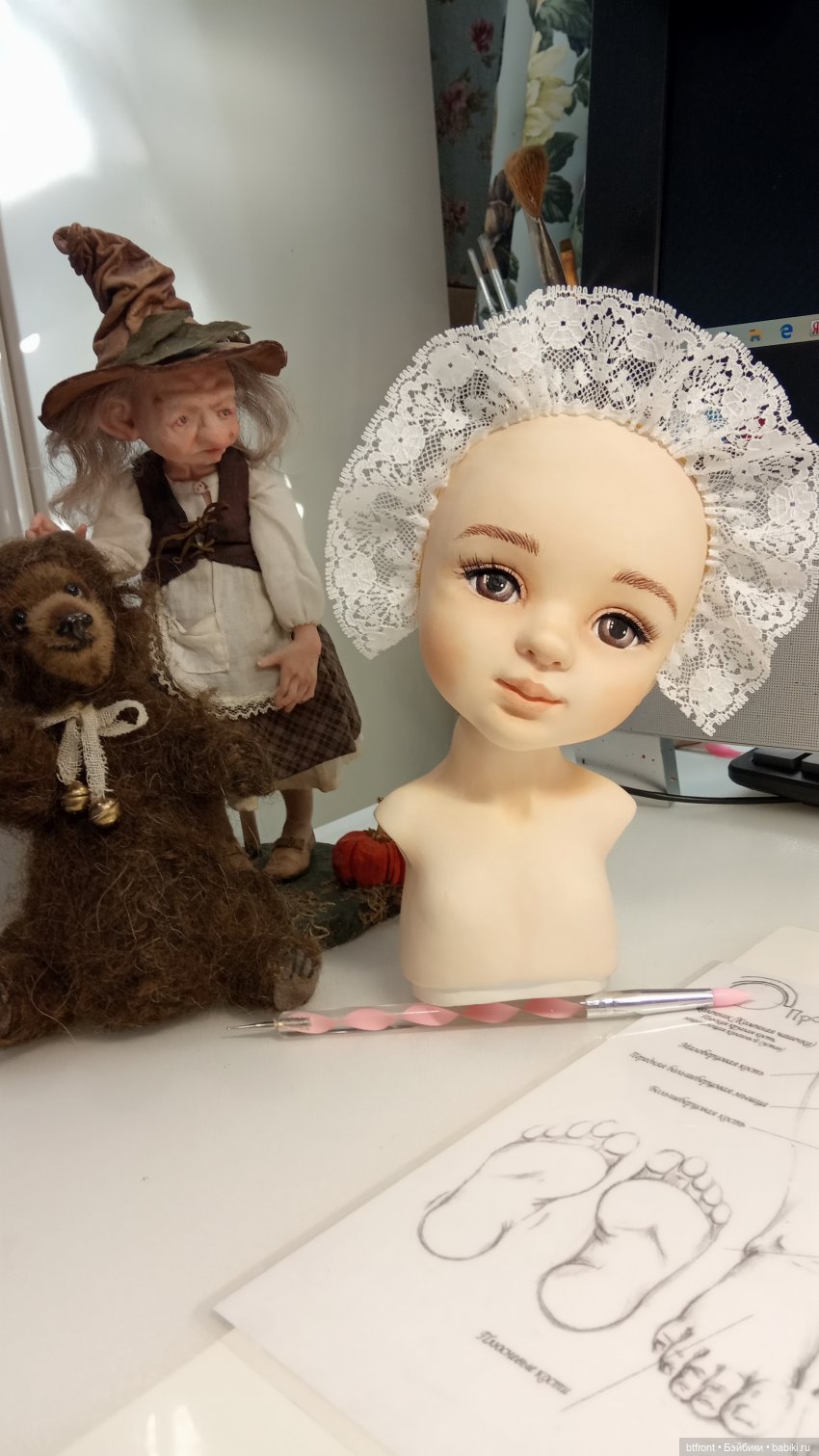 Будуарная кукла Розочка | Бэйбики Будуарная кукла Розочка — Лепка авторских кукол: полимерная глина (фото 10)