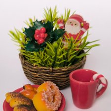 Кукольная миниатюра и румбокс - Набор новогодних аксессуаров КРАСНЫЙ (1 ...