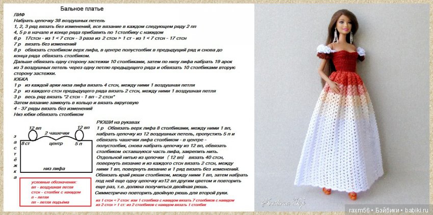 7 идей бальных платьев для Барби со схемами и описанием. Вязание спицами и крючком