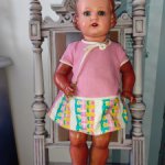 Старинная кукла с молдированными волосами, Барбель, папье-маше