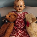 Антикварная редкая кукла с молдированными волосами, буклей. Германия