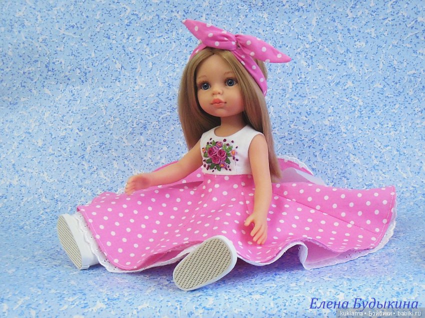 Платье ВАЛЕНТИНКА и МК "Повязка для волос в стиле 50-х" для кукол Paola Reina 32 - 34 см
