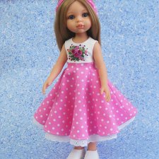 Платье ВАЛЕНТИНКА и МК "Повязка для волос в стиле 50-х" для кукол Paola Reina 32 - 34 см