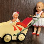 Коляска для пупсика кукла ГДР для кукольного домика