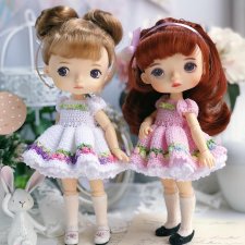 PDF Мастер-Класс по вязанию платья "Первоцветы" для кукол Xiaomi Monst