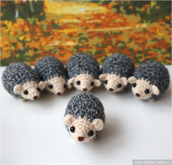 Осенние ежи — Вязаные игрушки и амигуруми: крючком (фото 6)
