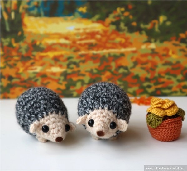 Осенние ежи — Вязаные игрушки и амигуруми: крючком (фото 2)