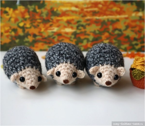 Осенние ежи — Вязаные игрушки и амигуруми: крючком (фото 3)