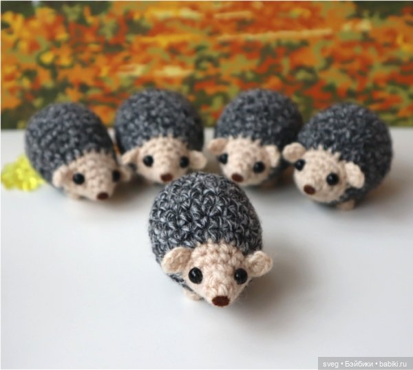 Осенние ежи — Вязаные игрушки и амигуруми: крючком (фото 5)