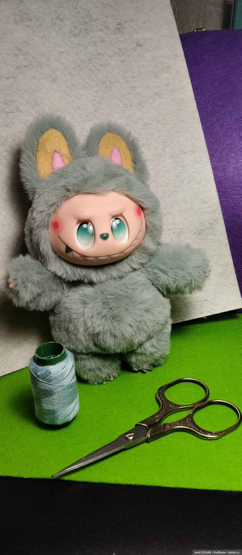 Долго ждала посылку с личиками, вот мой вариант лабубу по вашей выкройке. Ещё раз спасибо