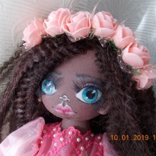 Авторская текстильная кукла-негритянка Аманда