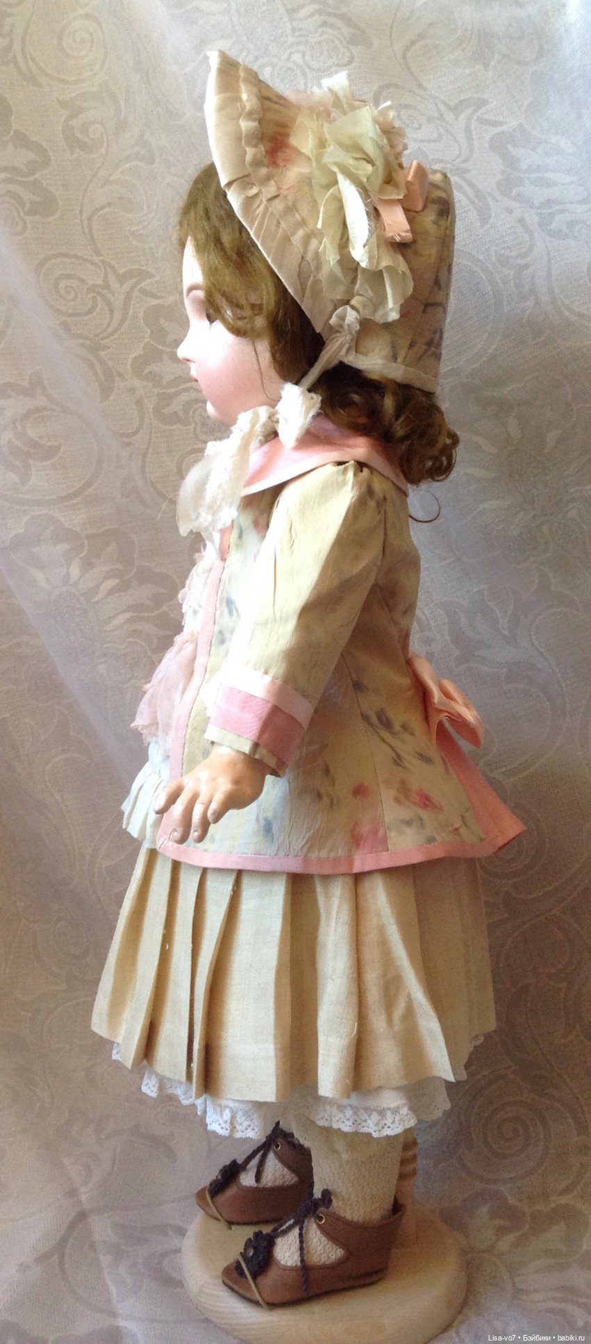 Костюм для антикварной куклы из "ужасной" антикварной ткани (фото 4)