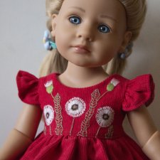 Вельветовое платье сручной  вышивкой на Little Kidz