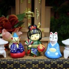 Мышонок монах, Девочка с веером, Лиса Инари на мастер-классе выставки "Япония. Куклы, сказки и легенды"