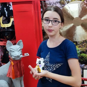 Два котика на мастер-классе выставки "Япония. Куклы, сказки и легенды"