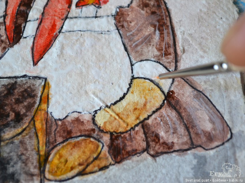 Расписываем акварелью авторский паспорт для игрушки