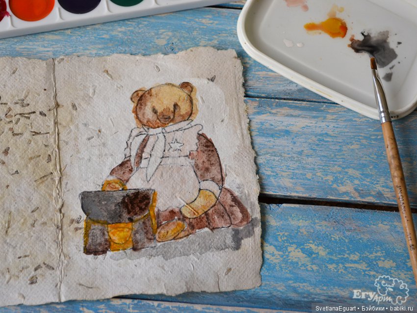 Расписываем акварелью авторский паспорт для игрушки