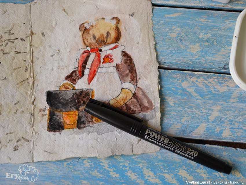 Расписываем акварелью авторский паспорт для игрушки