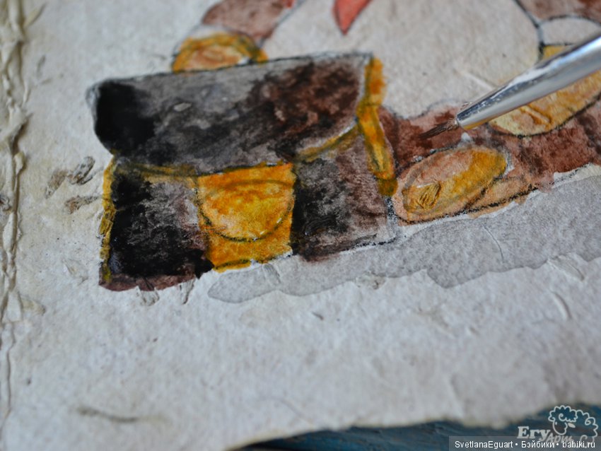 Расписываем акварелью авторский паспорт для игрушки