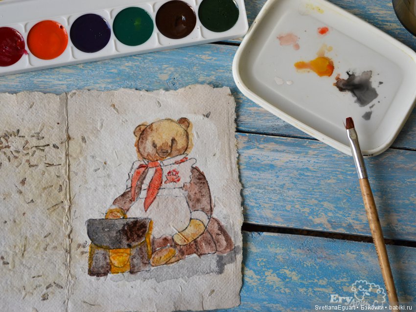 Расписываем акварелью авторский паспорт для игрушки