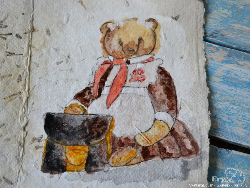 Расписываем акварелью авторский паспорт для игрушки