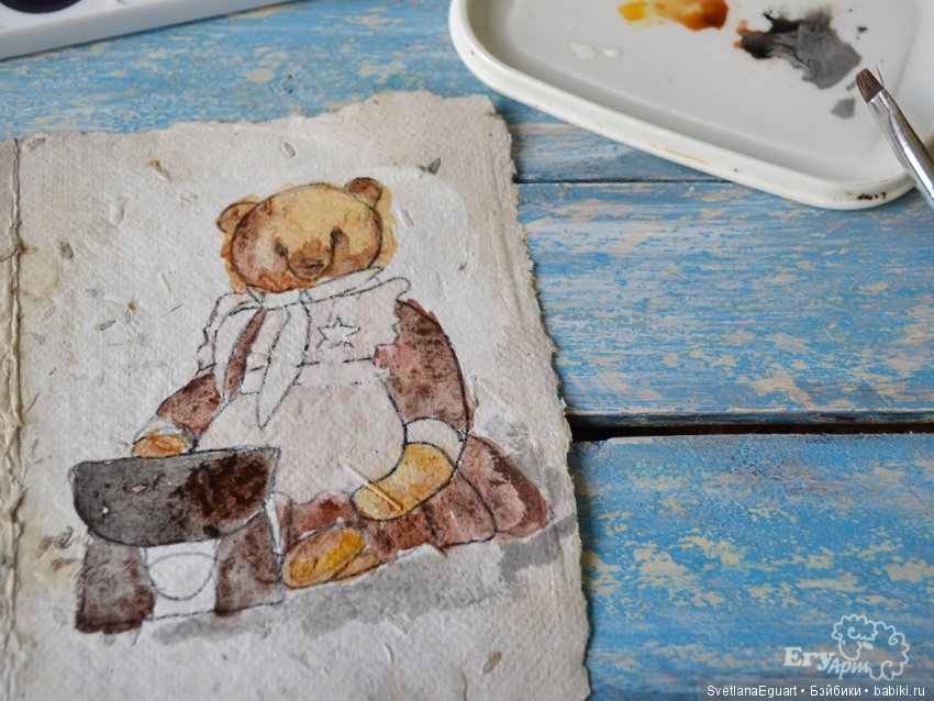 Расписываем акварелью авторский паспорт для игрушки