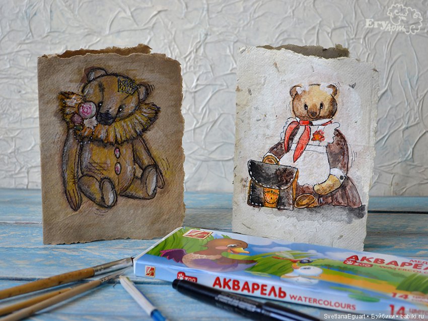 Расписываем акварелью авторский паспорт для игрушки