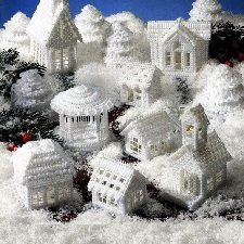 Снежный городок на пластиковой канве